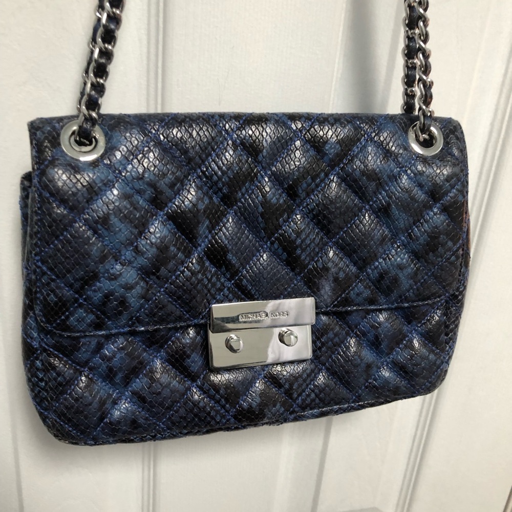Michael Kors Sloan Blue Snakeskin Quilted shoulder crossbody bag Flaw